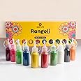 Craftsman More Quantity-Easy to Store Glitter Rangoli Colors Real Rangoli Colours Kit (NO GULAL) Festival/Festive Vibrant Colors for Diwali, Diwali Gift. (Pack of 10 Colors)
