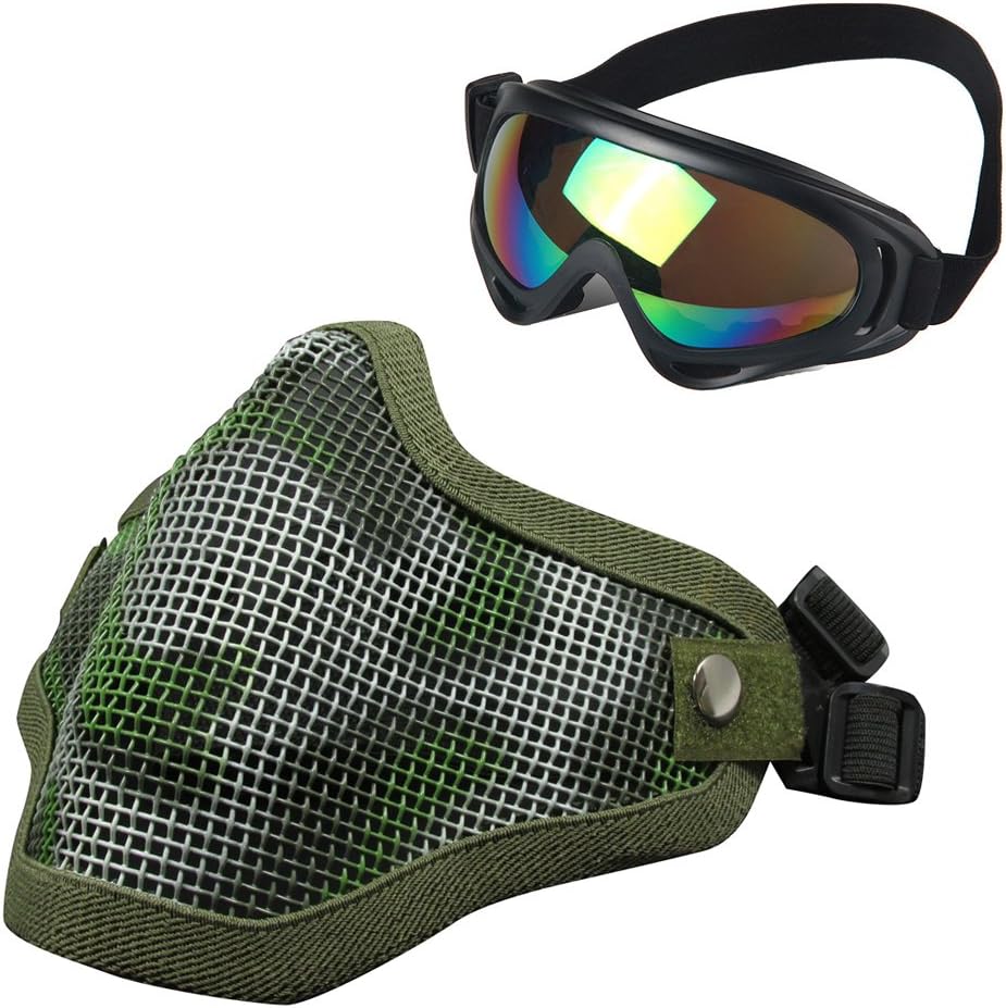 Dopromal Airsoft Lower Face Skull mask-Half Metal Lower Striker Steel Mesh Face Mask Tactical War Game