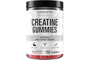 Jacked Factory Creatine Monohydrate Gummies 5g Daily Dose (1g per Gummy) - Creatine Gummy for Men and Women, Vegan-Friendly, Travel-Friendly, Third-Party Tested - 150 Gummies, Watermelon