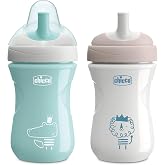Chicco Sport Spout Training Sippy Cup for Toddlers 9m+, 9oz 2-Pack | Bite-Resistant No-Spill Spout, Sip-Activated Flow, Easy-to-Hold Shape, Dishwasher-Safe, BPA-Free, Sage/Grey