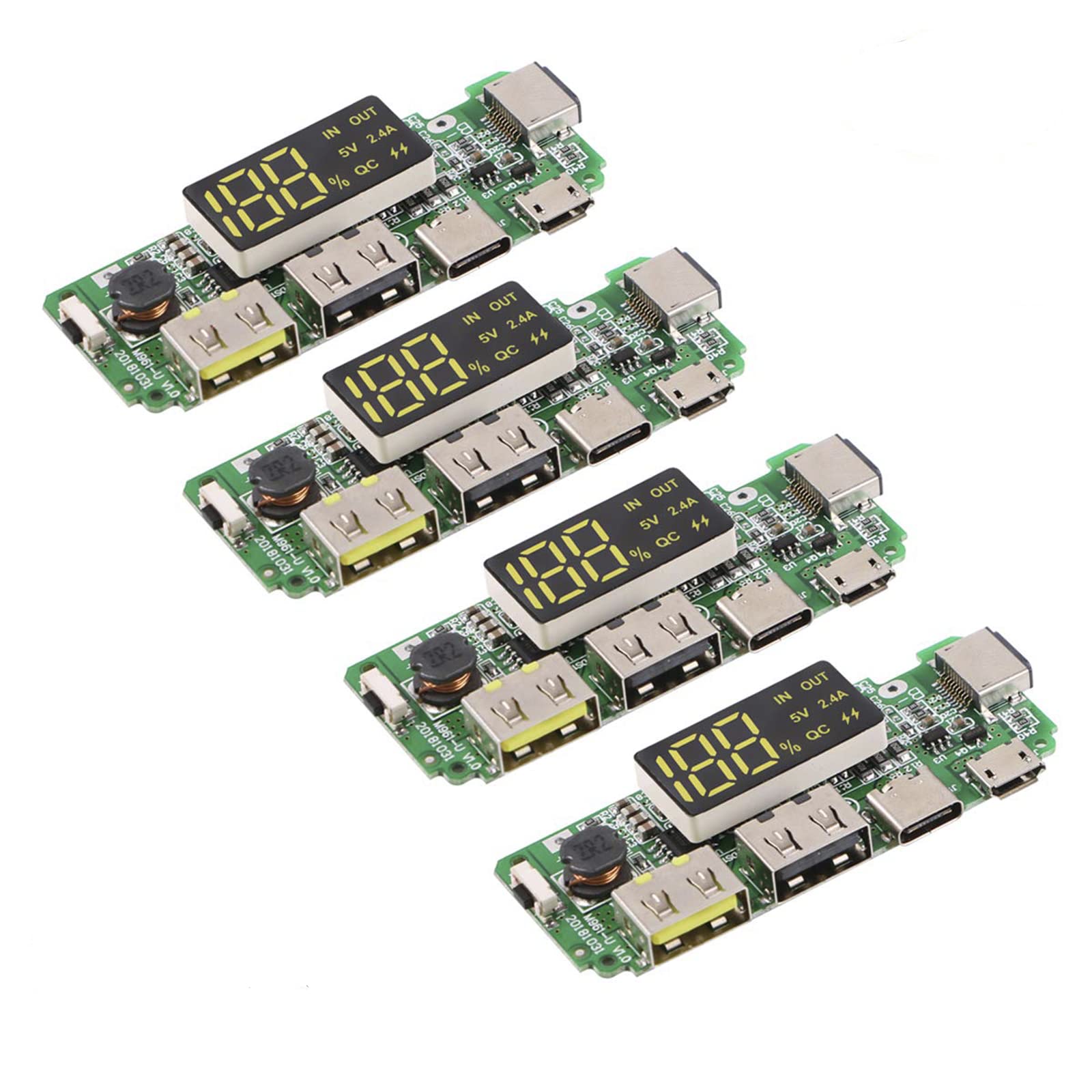 MakerHawk 4 x 18650 Lithium Battery Charger USB LED Display Module Buck Converter Battery Charger Control Module 36V 24V 12V to 5V 2A Voltage Stabilizer
