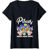 Womens Pisces Facts Pisces Zodiac Sign Pisces Birthday V-Neck T-Shirt