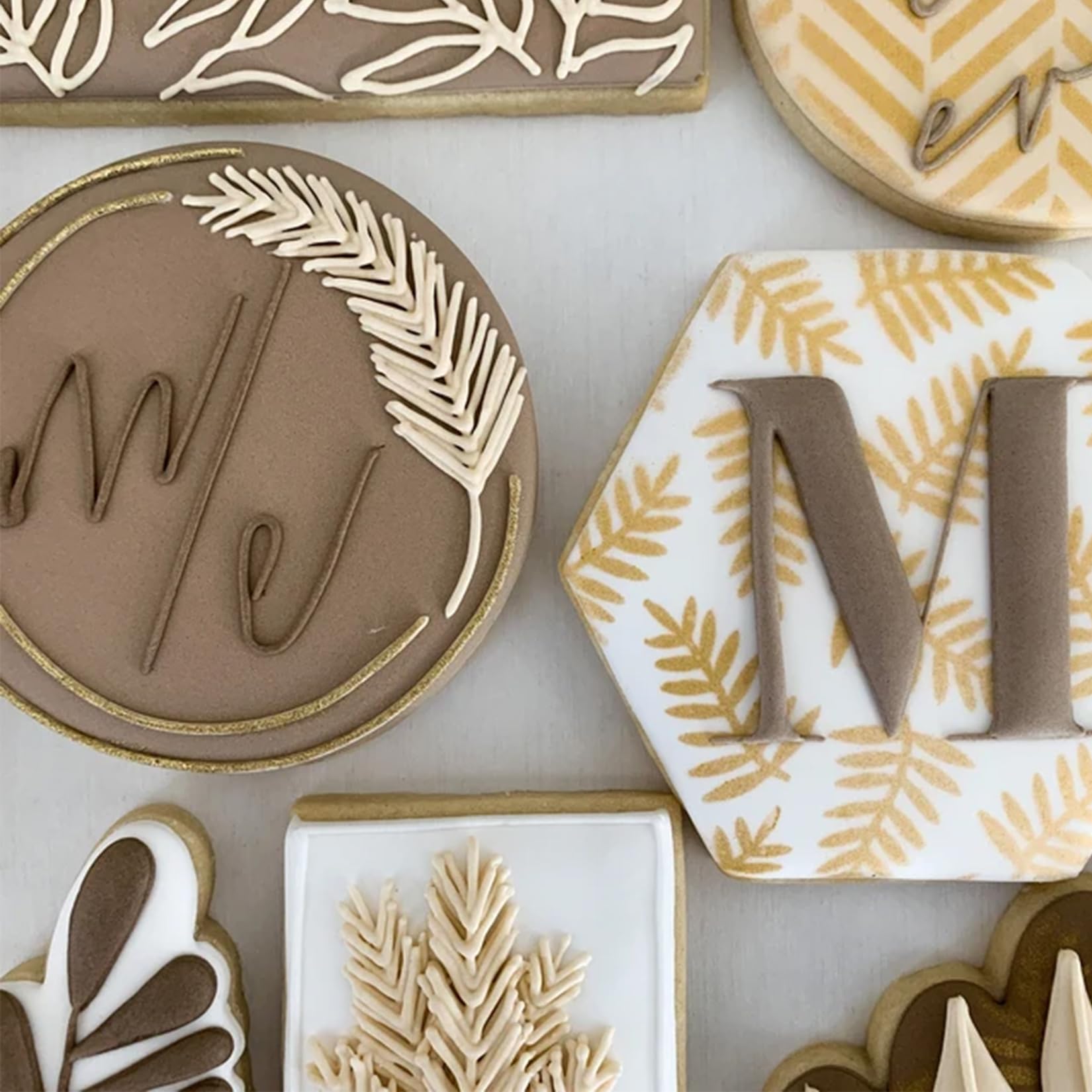 Cookie Stencils for Baking Royal Icing Leaf Stencil Airbrush Flower Hibiscus Vine Rose Stencil Templates for Cake Stencils Decorating Buttercream (Leaf Cookie)