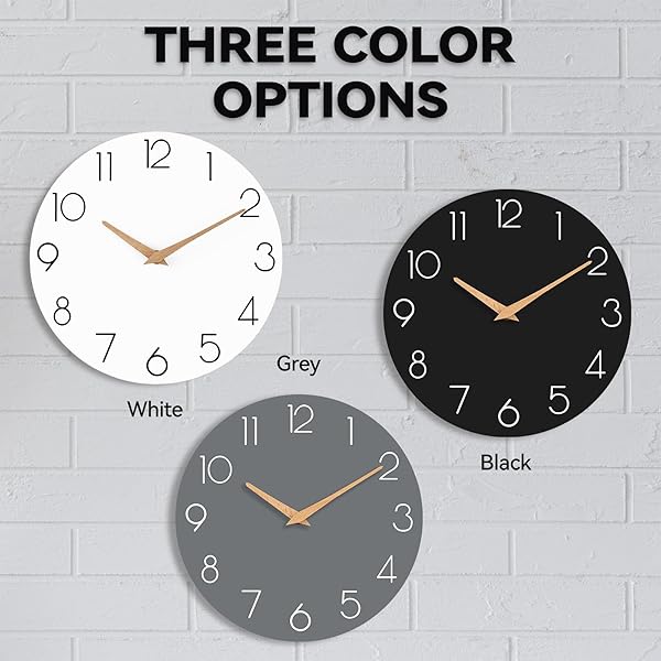 CICININC WALL CLOCK, 16 INCH WOODEN BATTERY OPERATED WALL CLOCKS SILENT NON-TICKING, DECORATIVE WHITE CLOCK FOR LIVING ROOM, BEDROOM, KITCHEN, HOME, OFFICE, SCHOOL, HOTEL