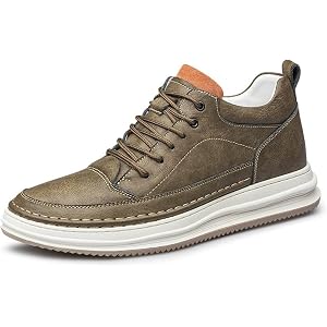 Men’s Height Increasing Shoes Leather Lace Up Elevator Sneakers, Hidden Lift Oxford Style Walking Shoes for Casual Walking At