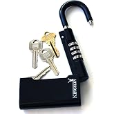 Kingsley Guard-a-Key Black Realtor's Lockbox Portable Resettable Hanging Key Safe Combination Lock Box for House Keys, Realtors, Vacation Rentals, Black