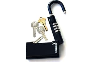 Kingsley Guard-a-Key Black Realtor's Lockbox Portable Resettable Hanging Key Safe Combination Lock Box for House Keys, Realtors, Vacation Rentals, Black