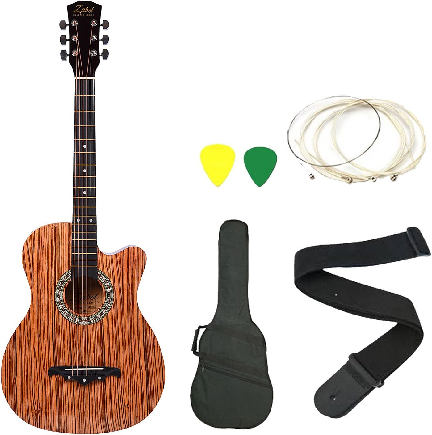 Zabel ZBTR08 Acoustic Guitar With Truss Rod Combo With Bag, Strap, One Pack Strings And 3 Picks