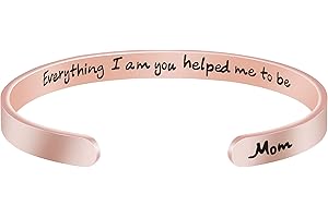 JoycuFF Bracelets for Women Christmas Birthday Thanksgiving Gifts to Mother Mummy Stainless Steel Cuff Bangle Meaningful Year Gifts to Mom