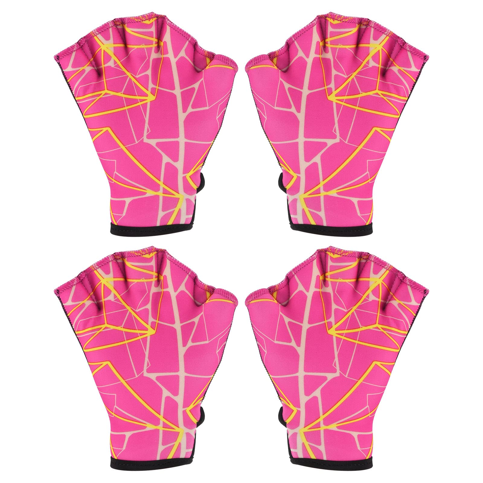 PATIKIL Webbed Swim Gloves, 2Pairs Swimming Aquatic Gloves Printing Water Resistance Training Accessories for Swimming and Diving, L, Rose Red