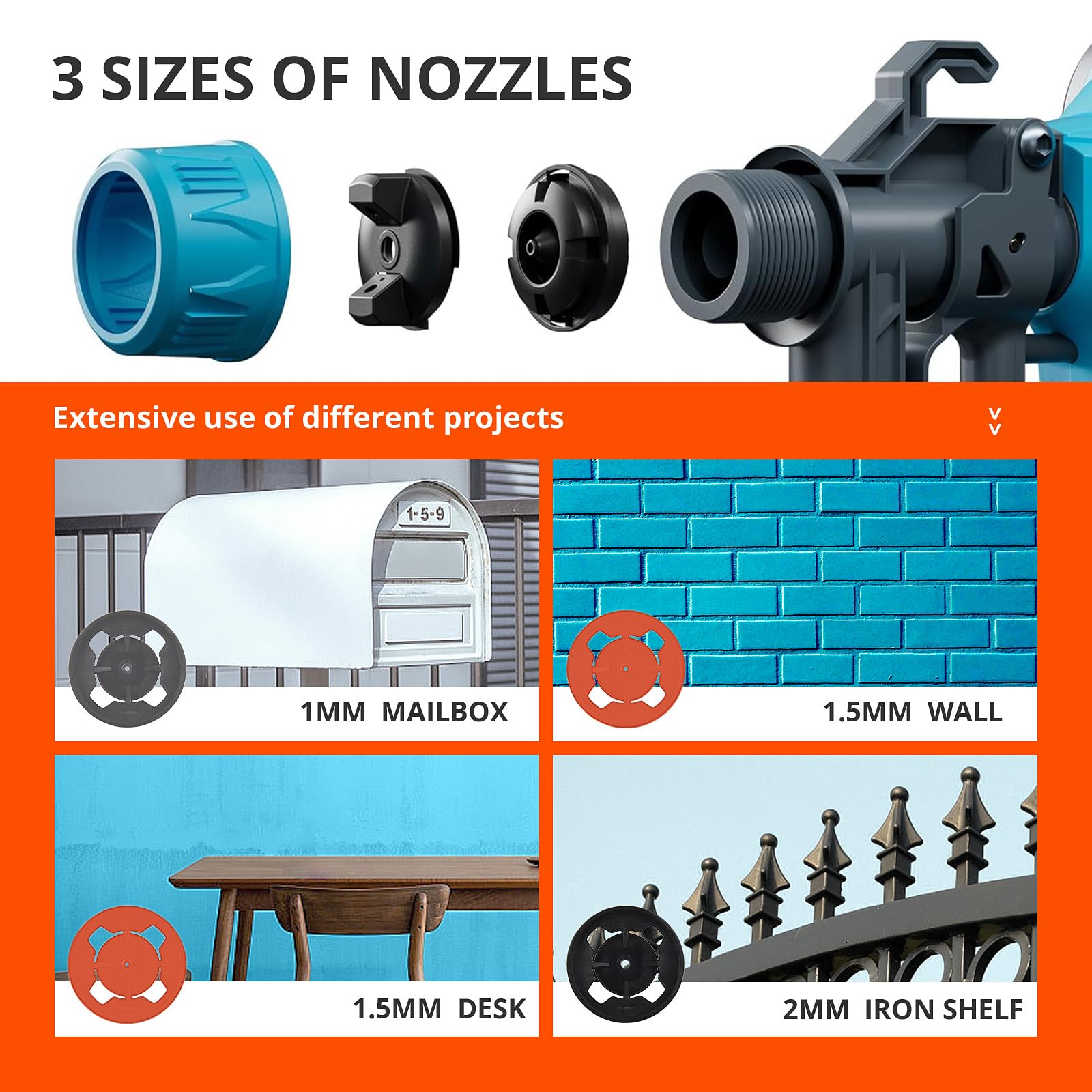 Tilswall Paint Sprayer, Ultra Light Fence Paint Sprayer Gun with 4 Nozzle Sizes, 3 Sprayer Patterns Ideal for Fences, Sheds,Garden, Furniture, Walls and Ceilings