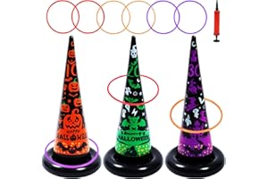 DOKEAWO Halloween Party Games, Inflatable Witch Hat Ring Toss Games for Kids Adults Family Indoor Outdoor Toys & Decorations