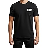 First Class Men's Tactical Security T Shirt, Regular Fit Short Sleeves Silkscreen Security Text on Front and Back