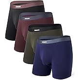 Separatec Mens Seamless Waistband Boxer Briefs Rayon Made from Bamboo Soft Breathable Underwear for Men 4 Pack