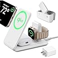 ESR Qi2 3 in 1 Charging Station for Apple, [Certified] Apple Watch Charger & Qi2 15W MagSafe Charger Stand, Travel Charger for iPhone 16/15/14/13/12, Watch & AirPods 4/3/Pro, White (Bag Included)