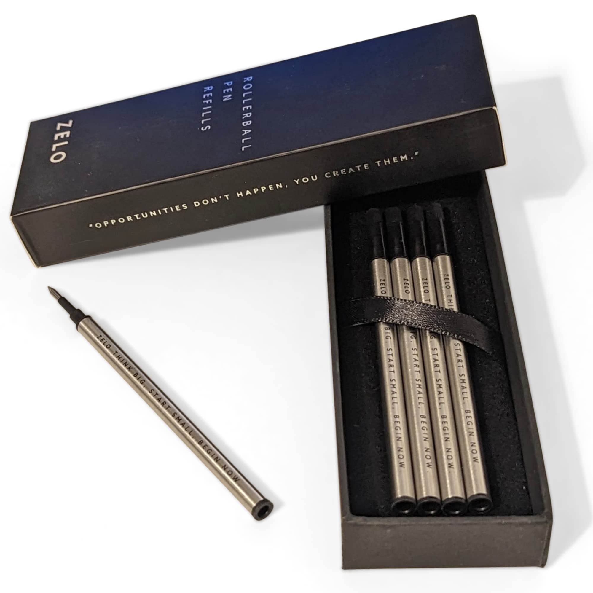 Smooth Rollerball Pen Refills | Easy Writing with Reusable Environmental Cartridges | Pack of 5 Refills | Choose between Black, Royal Blue, Midnight Navy, and Candy Red Ink (Nighttime Black Ink 0.5mm)