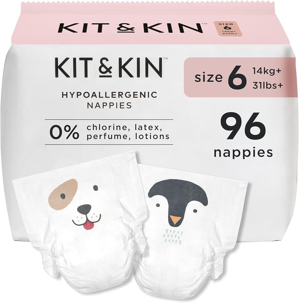 Kit & Kin Premium Baby Nappies Size 6 96 Nappies 14+ kg Plant-Based
