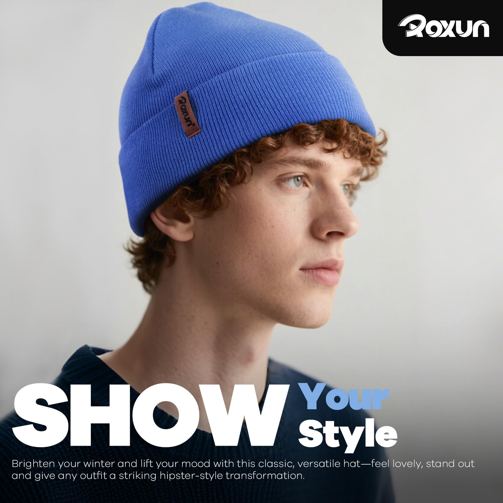 ROXUN Beanie for Men/Women Knit Cuffed Soft Warm Winter Hat Unisex Stocking Cap