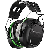 ToolFun Gel Ear Pad Bluetooth 5.4 Hearing Protection Headphones, 30dB SNR, 1200mAh Rechargeable Battery for 120H Playtime, Safety Earmuffs for Mowing, Landscaping, Shooting and Construction, Green