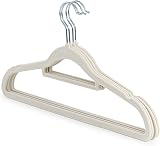 LIVEL 20 Non Slip Velvet Hangers Heavy Duty Black Felt 360 Degree Swivel Ivory