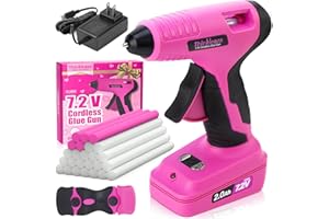 THINKLEARN Cordless Hot Glue Gun, 7.2V Pink 15s Fast Preheating Glue Gun Set with 25PCS Mini Glue Sticks, Rechargeable Wireless Hot Melt Glue Guns for DIY, Arts&Crafts, Decoration, Gift for Women