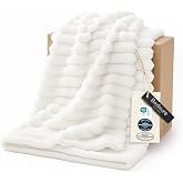 Bedsure GentleSoft White Throw Blanket for Couch - Halloween Decorations for Fall Home Living Room Decor, Cozy Fleece Blanket, Christmas Birthday Gifts for Women Mom Her Girls, Off White, 50x60 in