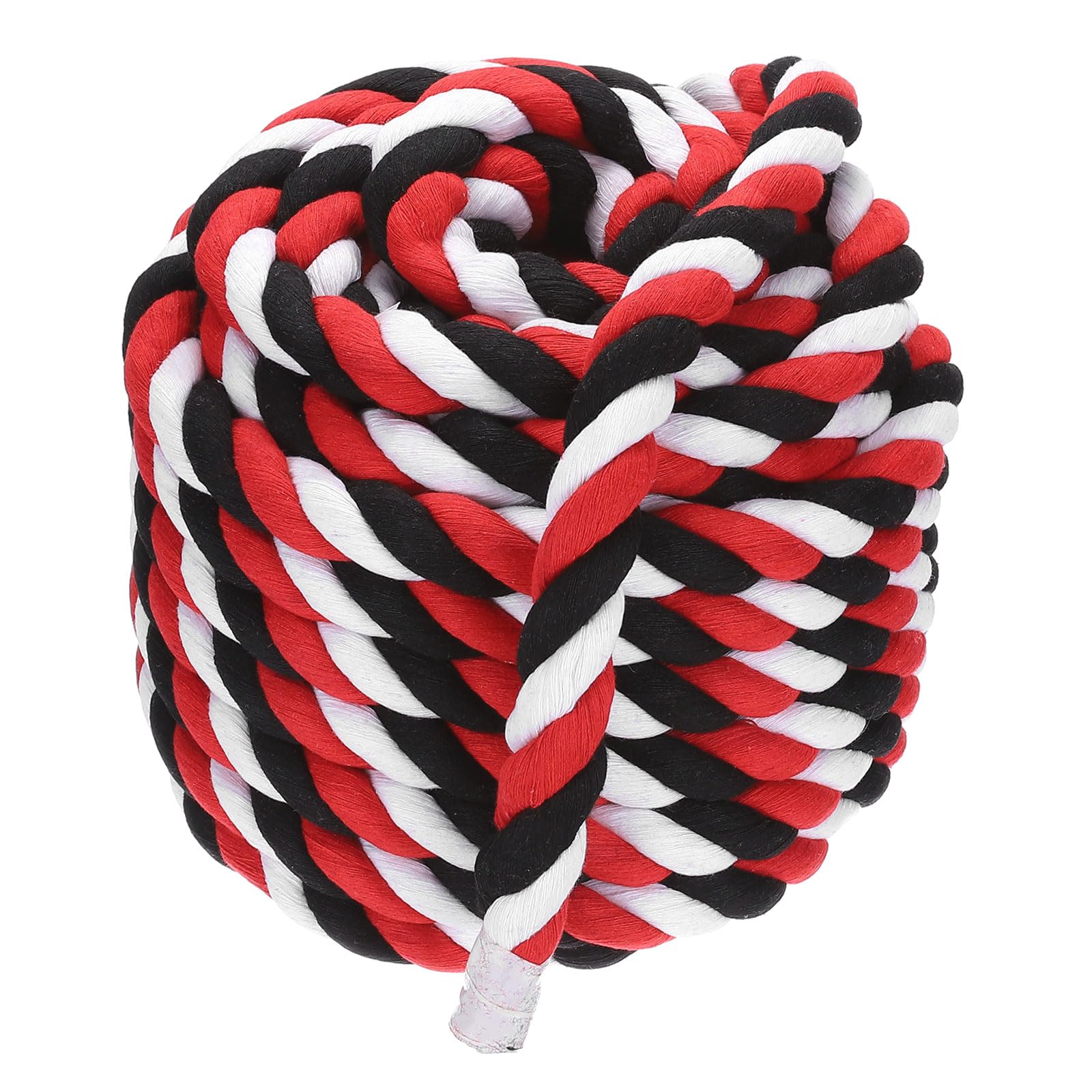 PATIKIL 1 Inch x 50 Feet Natural Twisted Cotton Rope 3 Strand Strong Thick Cotton Rope Tug of War Rope for Railings Crafts Games Home Decor, Red Black White