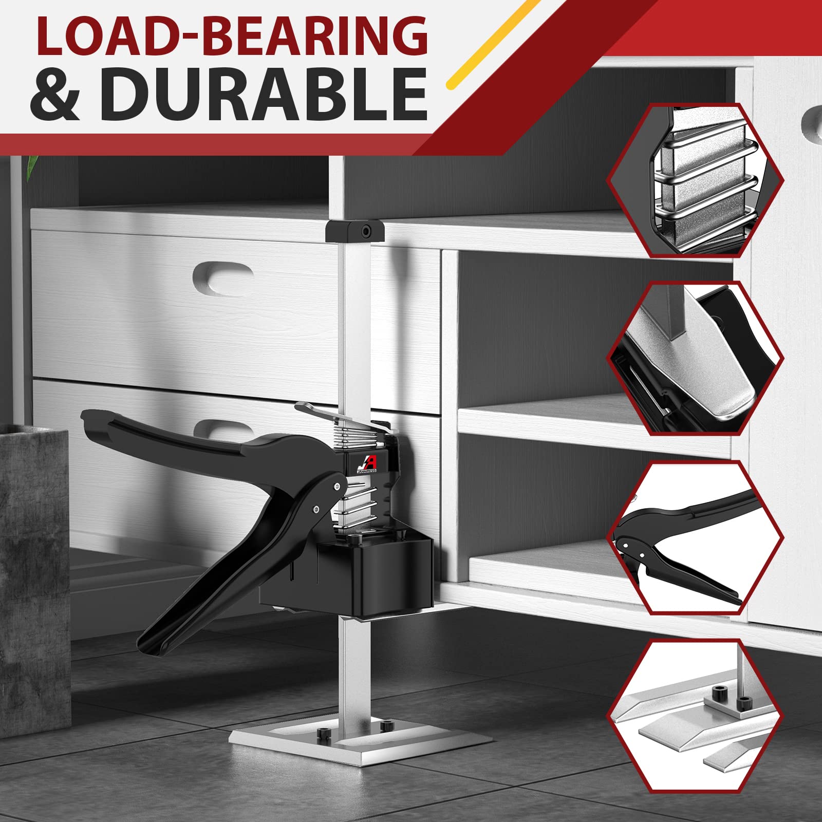 Labor Saving Handle 2 Pack,12 in Construction Jack,Multifunctional Furniture Lifter Jacks for Installing Cabinets and Wall Tile Height Adjuster Handheld Tool, Load 440LBS