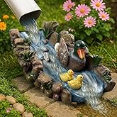 Ducks Splash Block - Decorative Resin Gutter Downspout Diverter, 13.3” x 6.3” x 5.9”, Durable Water Flow Protector for Yard, 