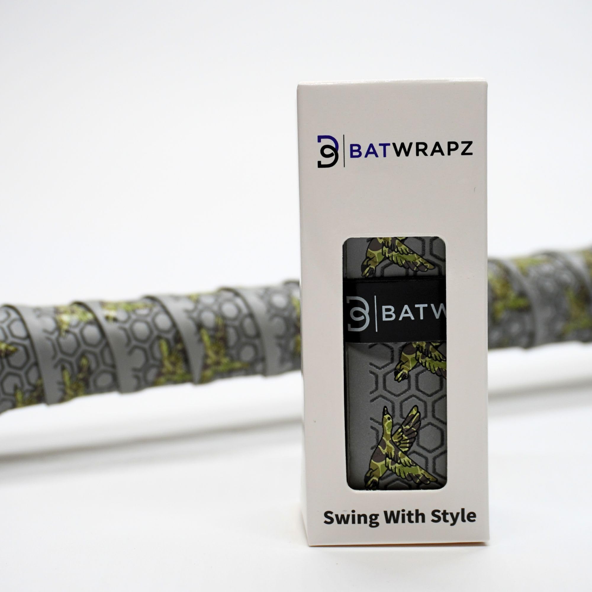 Photo 1 of BatWrapz Baseball and Softball Bat Grip 1.1 mm Precut and Pro Feel Bat Grip Tape Replacement (Camo Duck)
