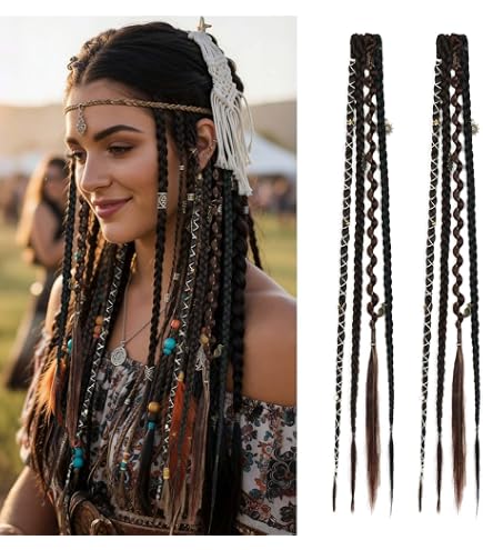 3PCS Synthetic Fiber Ponytail Beads Dreadlocks Hair Extensions Kids Women Amazon.com : FOMIYES 3Pcs Braided Ponytail Extensions with  main image 4