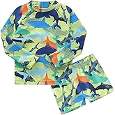 Boys Rash Guard Swim Set Boys Long Sleeve Swim Shirt with Swim Trunks Two Piece Bathing Suits for Toddler Baby Boys