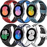 6 PACK No Gap Bands Only Compatible with Samsung Galaxy Watch 7/6/5/4 Band 40mm 44m/Watch 6 Classic 43mm 47mm/Galaxy Watch 5 Pro 45mm/4 Classic 42mm 46mm, 20mm Soft Silicone Sport Bands for Women Men