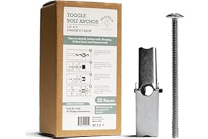 Mortice and Tenon Toggle Wing Bolts- 1/4" x 3" 20 Pc Drywall Toggle Anchors for Hanging/Securing Items on Drywall, Ceiling, Hollow Wall, Block, Shelves, TV Wall Mounts ect, Strong Drywall Anchors