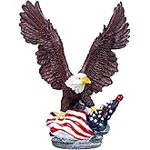 AGKZNTQP American Eagle Patriotic Statue, Decorative Bald Eagle with US Flag, Resin Home Decor