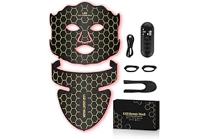 Yahi Red Light Therapy for Face, Led Face Mask Light Therapy, 7 Colors LED Face & Neck Mask Light Therapy At Home, Black