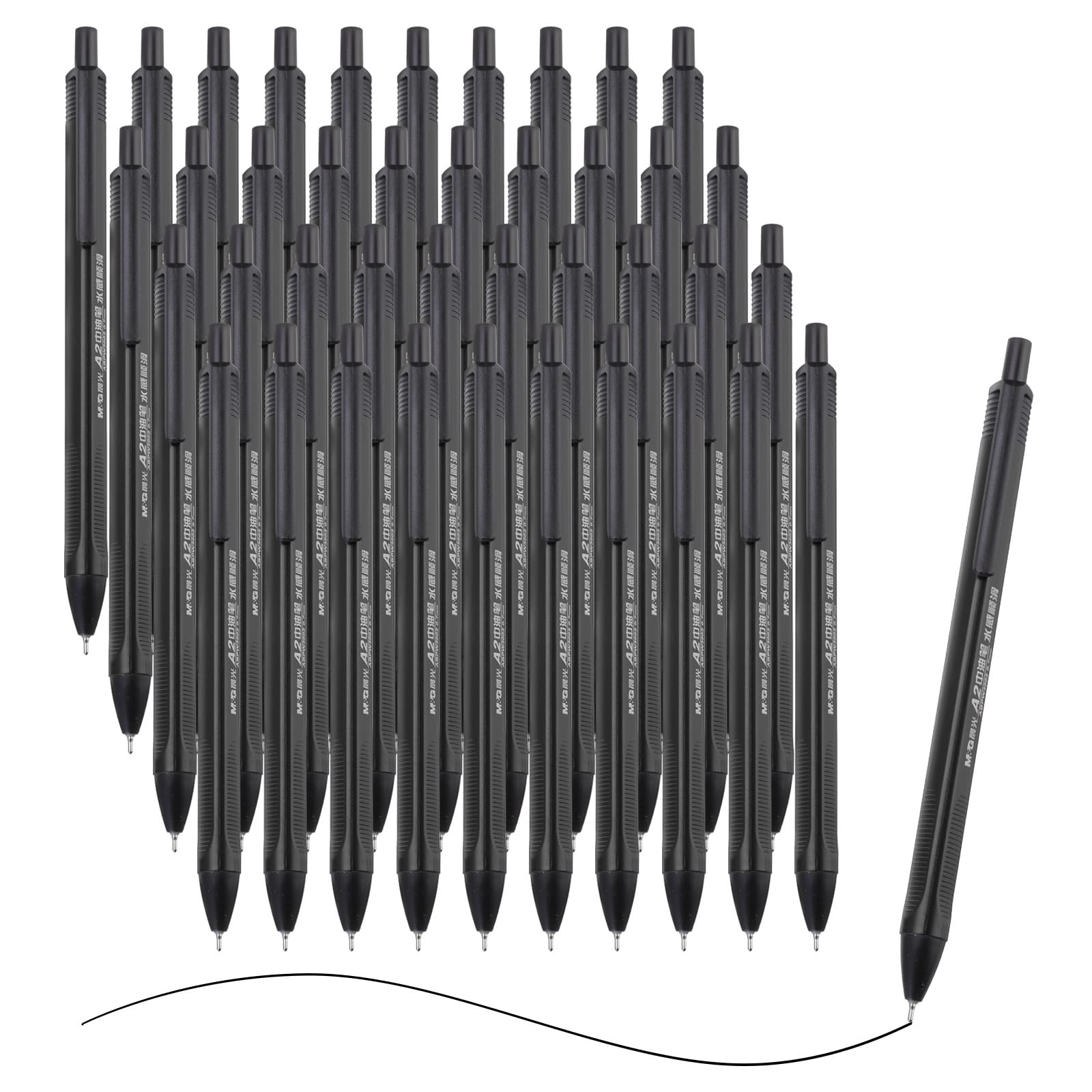 M&G Ballpoint Pen 0.7mm, 40pcs Retractable Fine Point Black Ink Click Ball Point Pen Writing Supplies for Journaling Home Office Classroom, Black