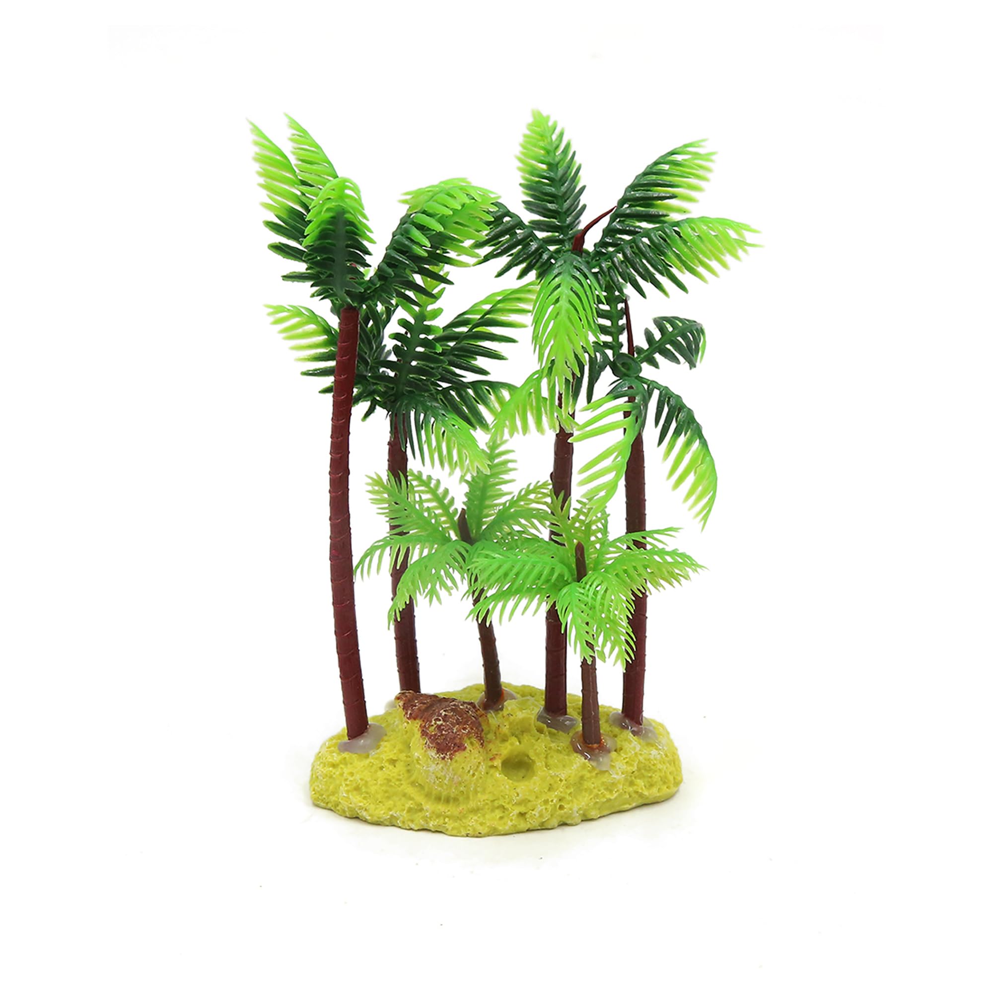CAPASTEC Aquarium Decoration, Plastic Palm Tree Plant for Aquarium Fish Tank,5.4Inch(Green Brown)