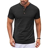 COOFANDY Mens Henley Shirts Short Sleeve Casual Button Down Shirts Lightweight Summer Basic Tee