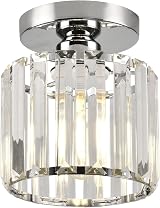 ZYDTRIP Small Crystal Ceiling Light Silver Modern LED Fixture 5.9x5.9 in view 1