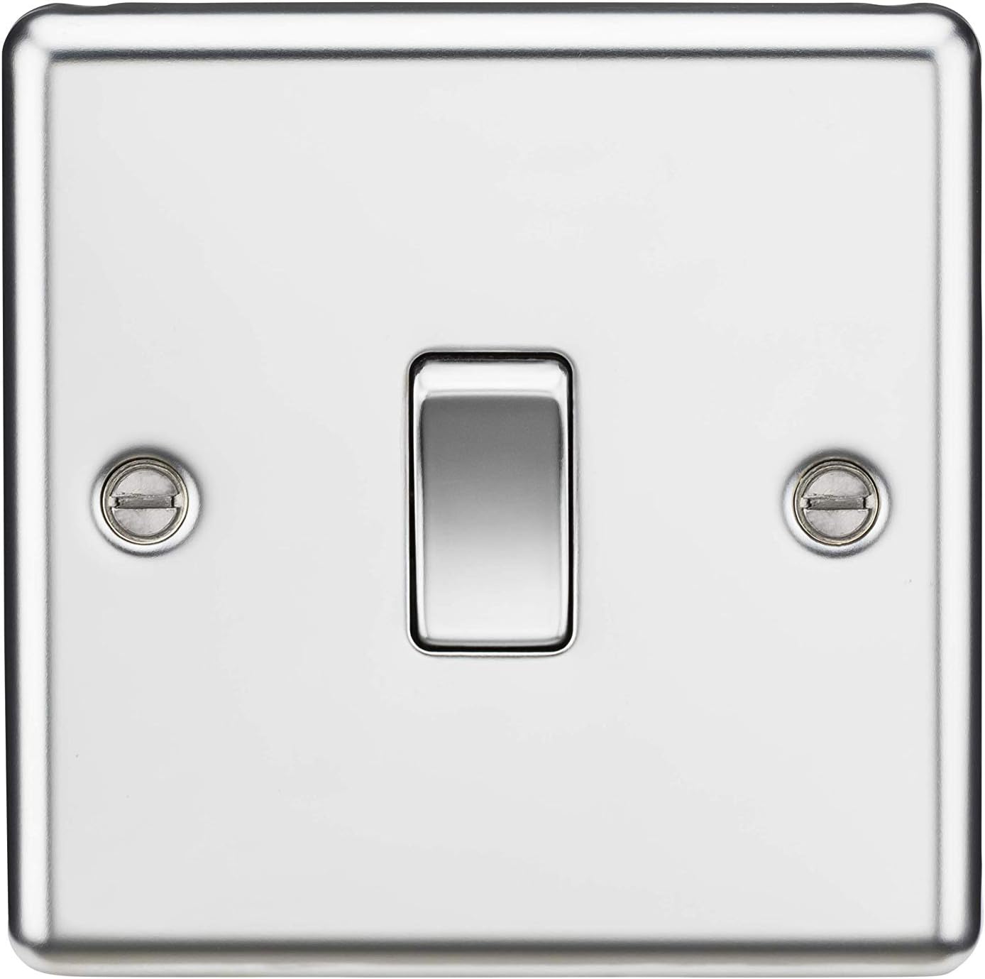 Knightsbridge CL2PC 10AX 1G 2 Way Plate Switch - Rounded Edge Polished Chrome, 7.5 mm*85.75 mm*85.75 mm