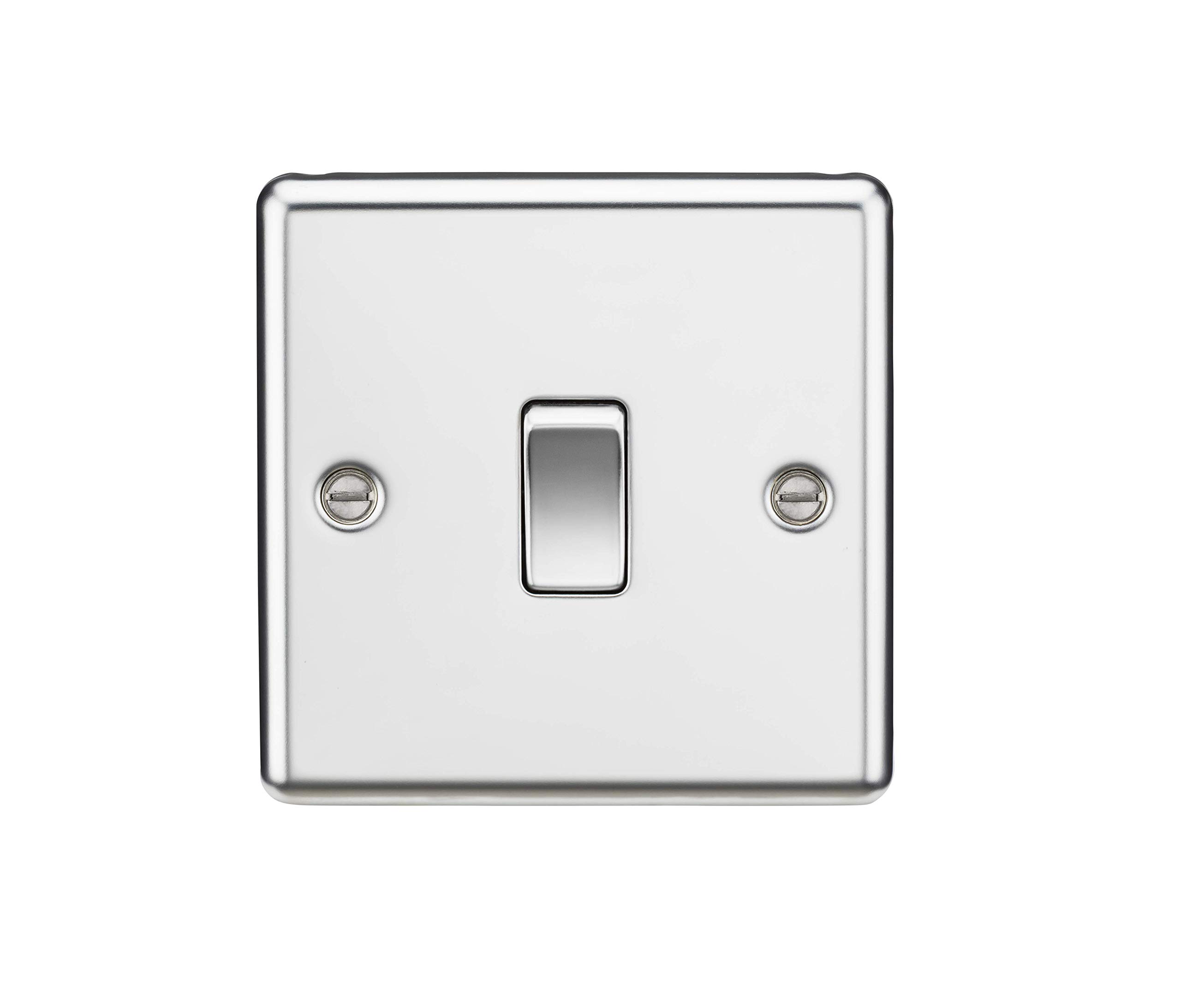 Knightsbridge CL2PC 10AX 1G 2 Way Plate Switch - Rounded Edge Polished Chrome, 7.5 mm*85.75 mm*85.75 mm