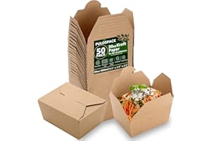PULOSPACK 50 Pack 30 oz Kraft Brown Paper Take Out Food Boxes – Leak-Proof Grease-Resistant Disposable Lunch Food Containers Foldable Cardboard To Go Boxes for Restaurant, Catering, Picnic, Party