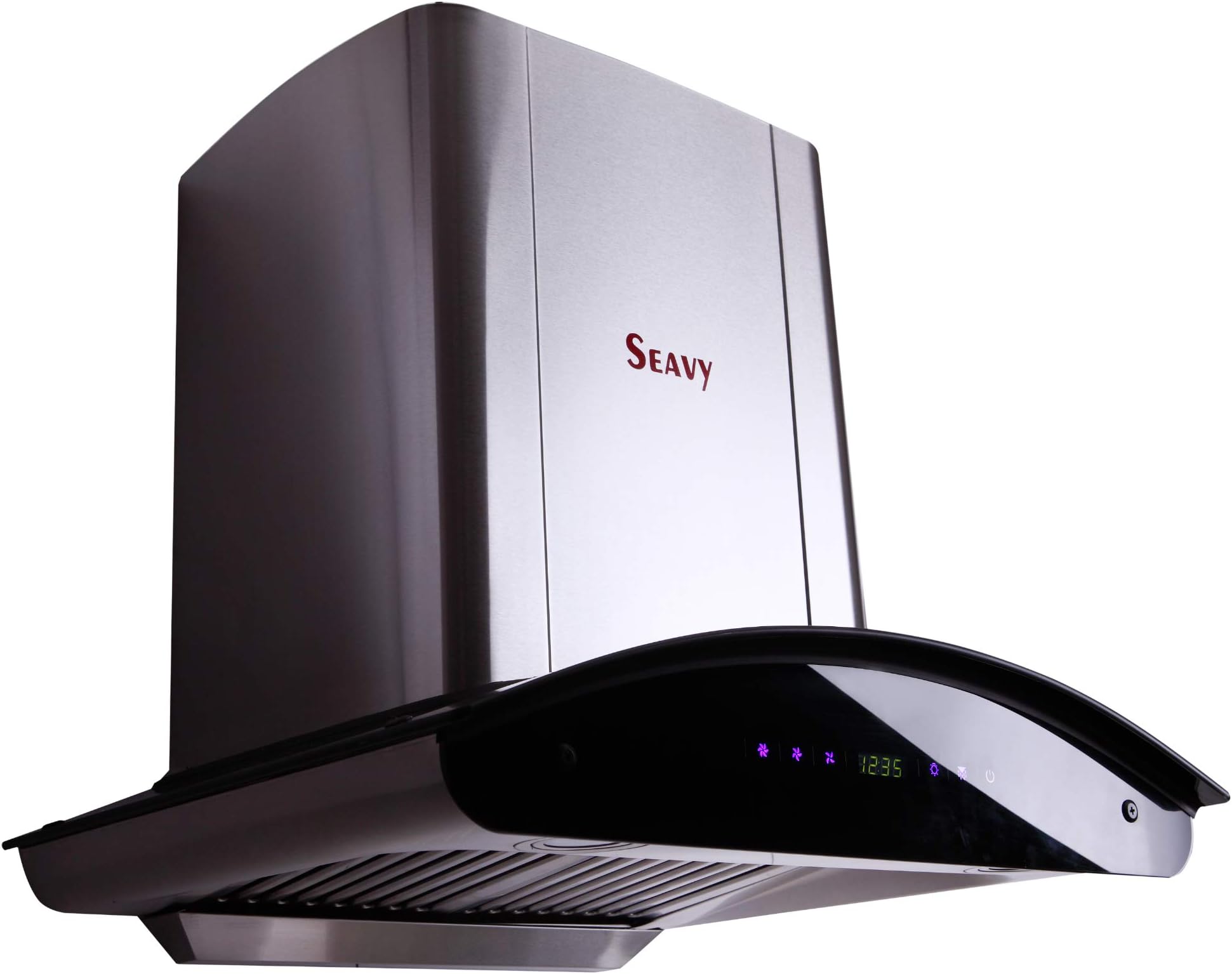 Seavy 60cm 1200 m3/hr Auto Clean Chimney with Free Installation Kit (Zeroun SS 60, 2 Baffle Filter with SS Oil Cup, Touch Control, Steel/Grey)