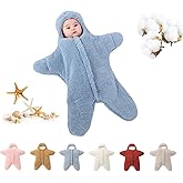 HEVOY Baby Starfish Onesie, Thick Imitation Fleece Starfish Newborn Sleeping Bag, Infant Footie Jumpsuit Winter Warm Outfits