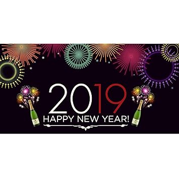 3 X 2 Party Happy Year 2019 Banner Decoration Theme Banner 11 Oz