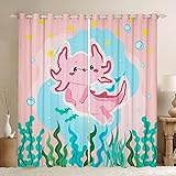 Kawaii Axolotl Window Curtains Teens Adult