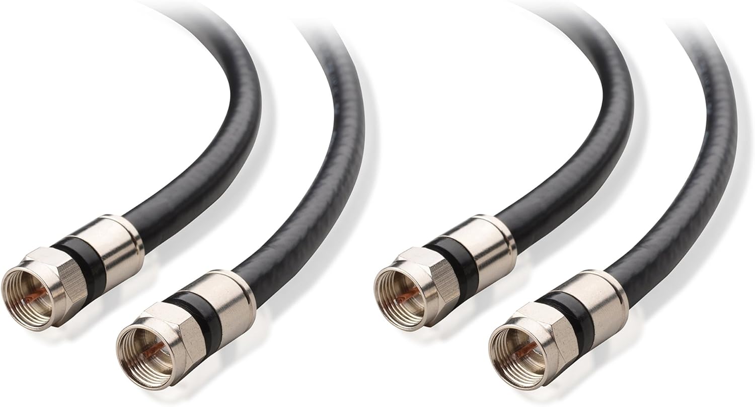Cable Matters 2-Pack CL2 in-Wall Rated (cm) Quad Shielded Coaxial Cable (RG6 Cable, Coax Cable) in Black 50 Feet