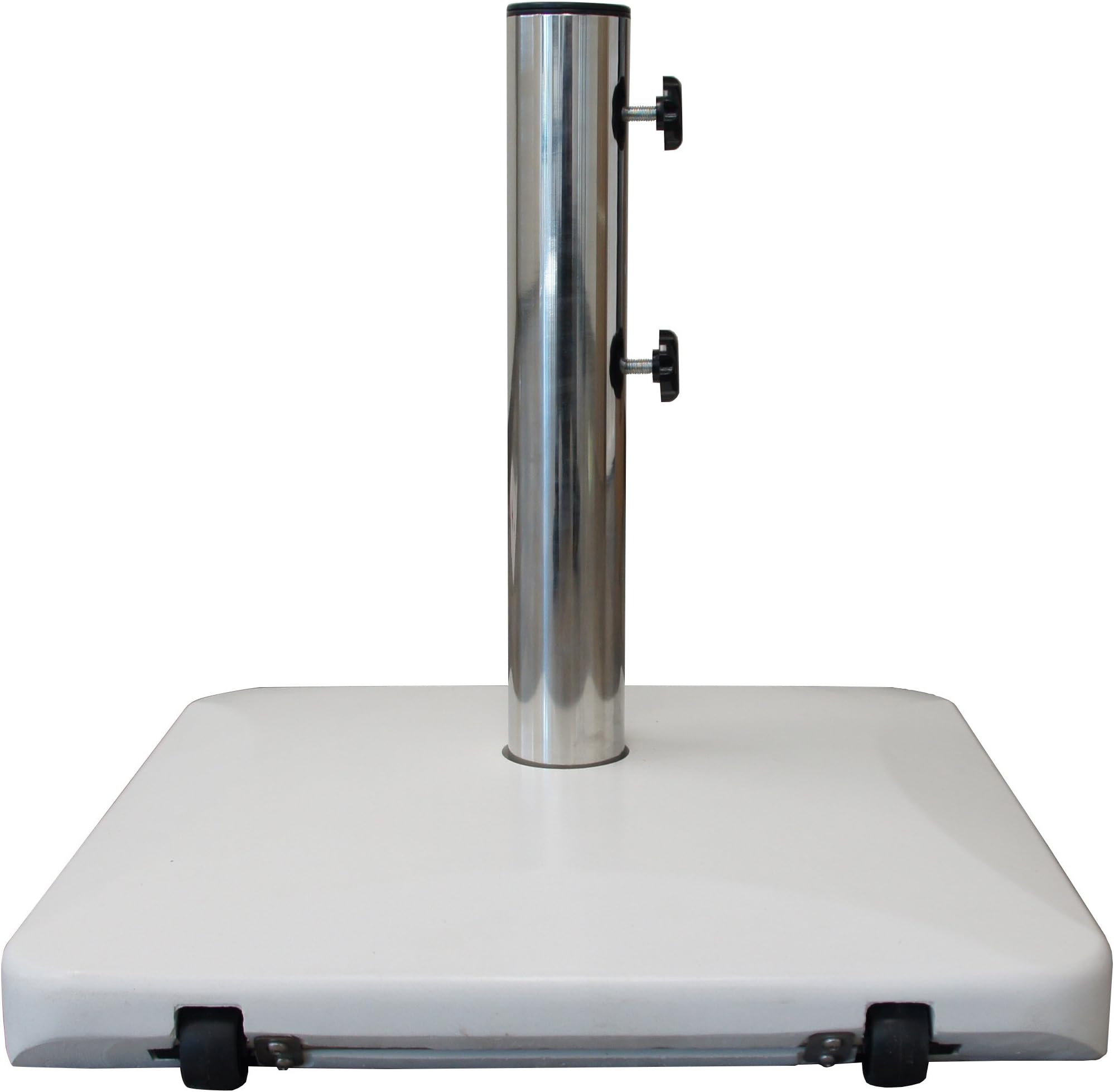 Amauri Outdoor Living Modern Outdoor Furniture Square Box Shaped Mobile Umbrella Stand, 75lbs, White Sand Finish