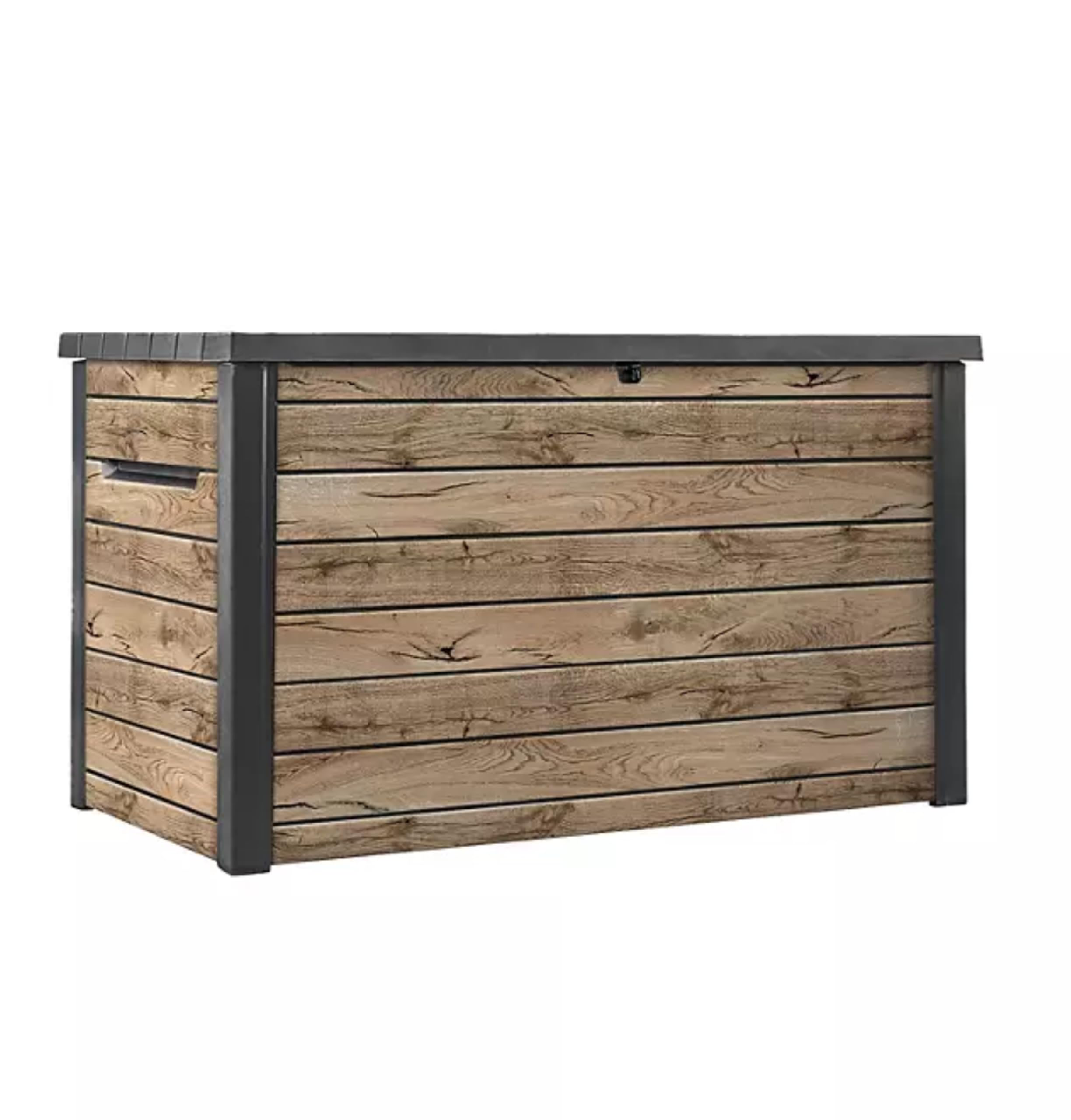 Photo 1 of Keter Signature Collection XXL 230 Gallon Resin Deck Box Organization and Storage Box for Patio Outdoor Cushions, Throw Pillows, Garden Tools and Pool Supplies, Pine